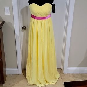 Long Strapless Yellow Dress